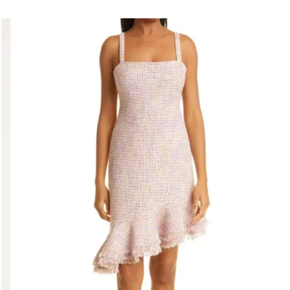Likely Asymmetrical Pink Tweed Dress